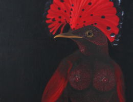 melissa chen Garnet Breasted Bird oil painting
