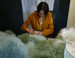 melissa chen Working on a movie costume for The Caterpillar Knight short film