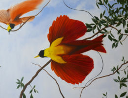 melissa chen red bird oil painting