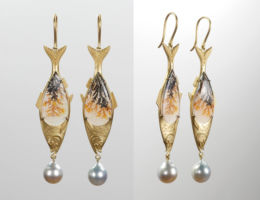 melissa chen lunar rain jewellery design surreal herring fish earrings akoya pearl