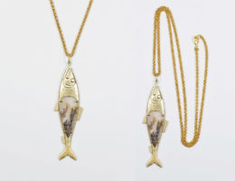 melissa chen lunar rain jewellery design surreal dendritic agate herring fish pendant necklace