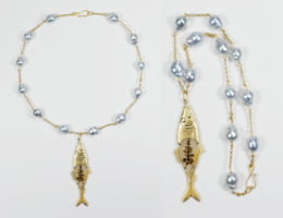 melissa chen lunar rain jewellery design surreal dendritic agate blue south sea pearl herring fish necklace
