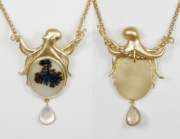 melissa chen lunar rain octopus ink dendritic agate moonstone necklace