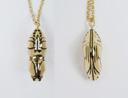 melissa chen lunar rain jewellery design surreal spotted gold tigerwing butterfly chrysalis pendant necklace