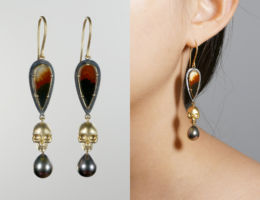melissa chen lunar rain jewellery design hellfire skull tahitian black pearl earrings