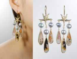 melissa chen lunar rain jewellery design starfish chandelier earrings akoya pearl
